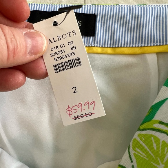 Talbots CLASSIC COTTON A-LINE SKIRT LEMON & LIME Novelty Print Skirt NWT size 2 - Picture 4 of 6